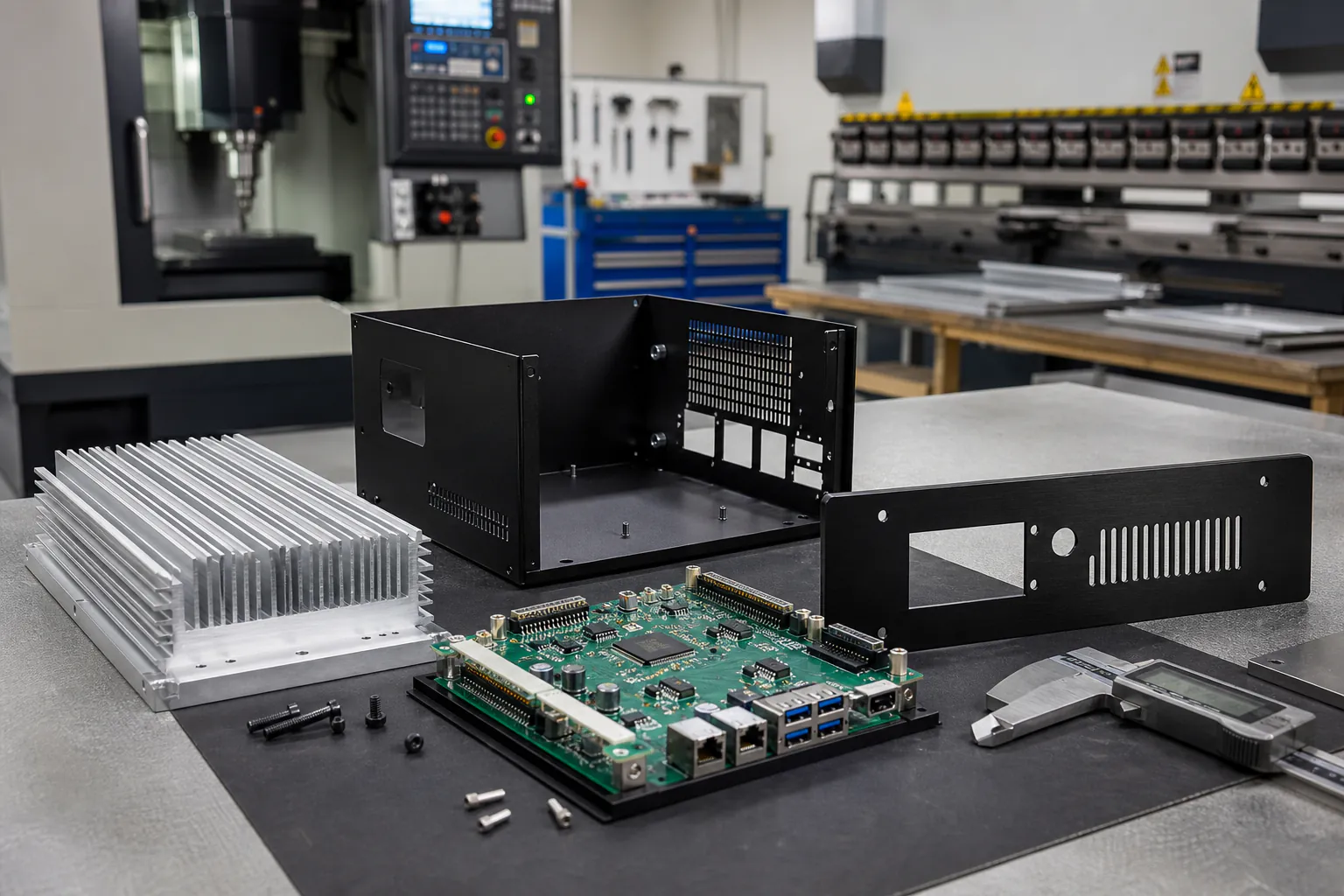 Custom electronic enclosures heat sinks and CNC machined components for electronics manufacturing