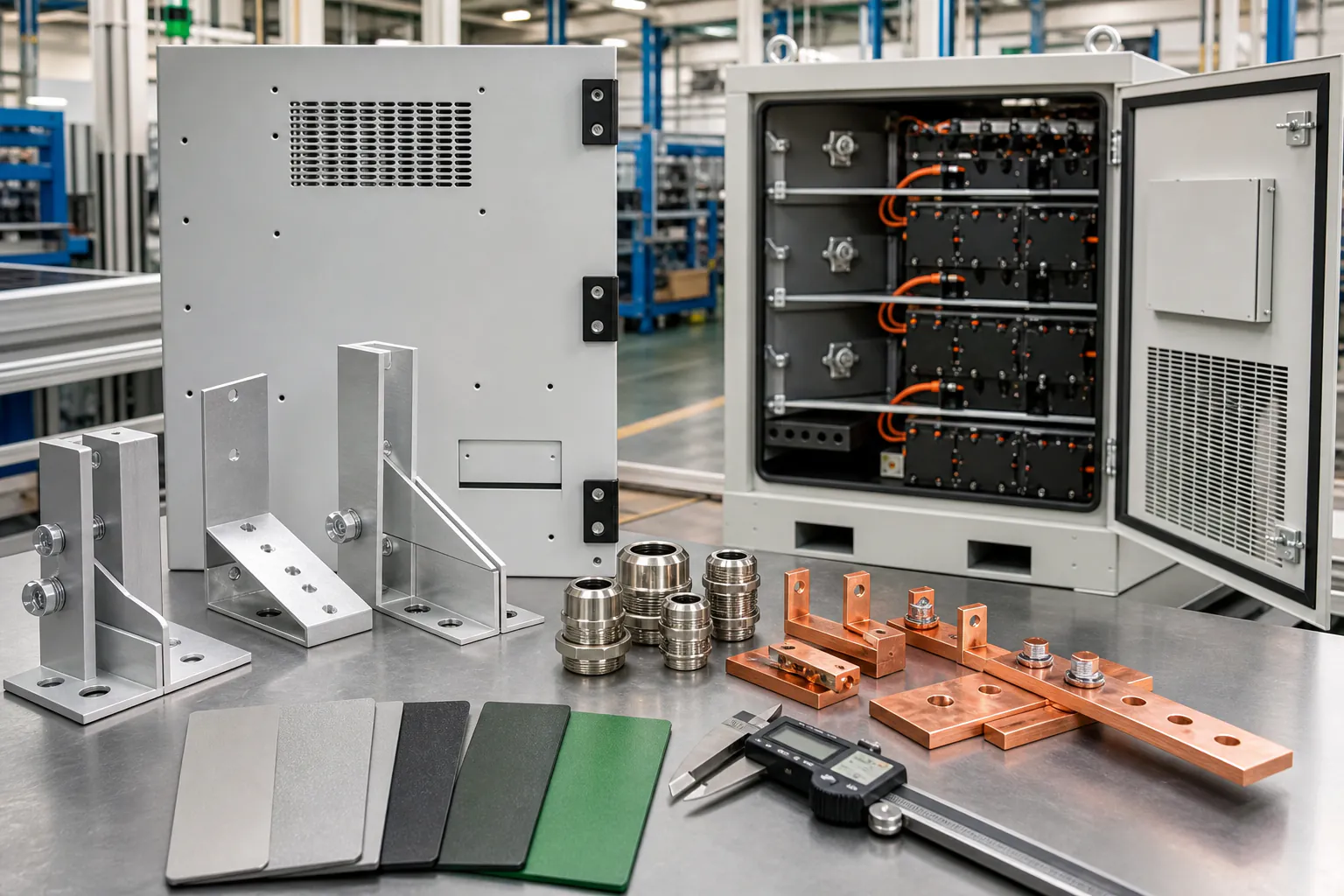Energy components custom manufacturing with outdoor brackets housings and connectors
